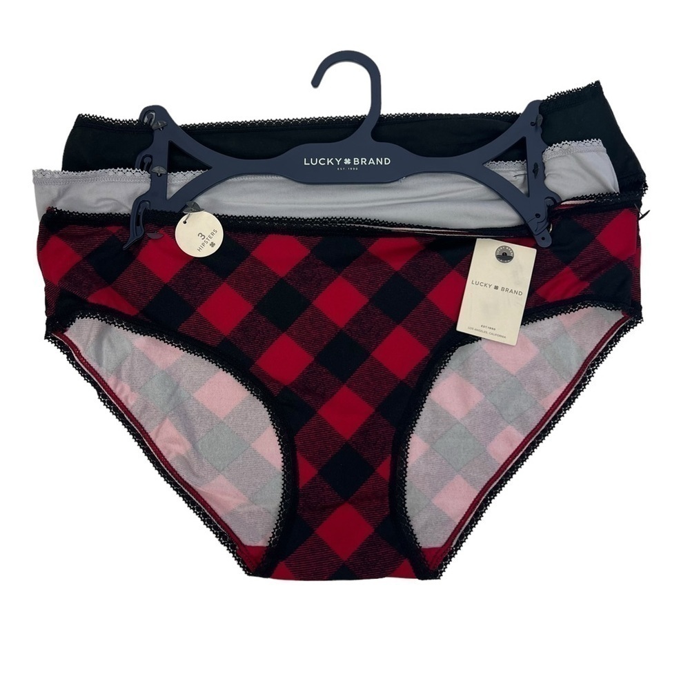 NWT Lucky Brand Women’s Panties Sz Medium Pkg/3 Hipsters Multi Colors Tagless